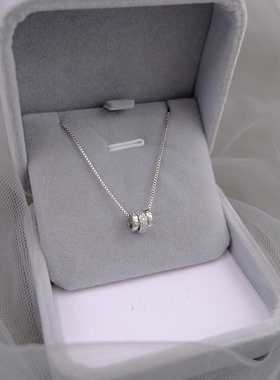 925纯银三环圆环项链罗马数字