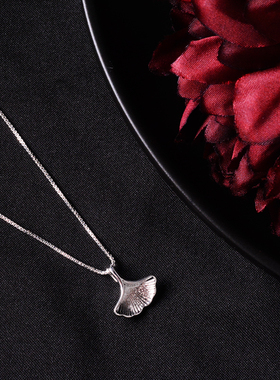 s925清新银杏叶冷淡风女森系项链