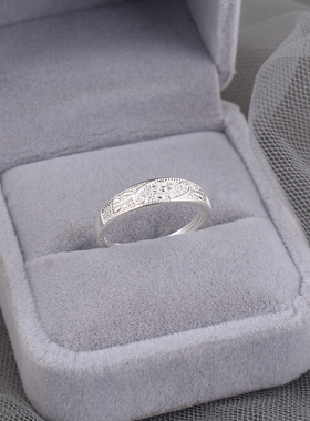 925纯银新中式梅花戒指女小众设计感复古花朵食指戒纯银指环刻字