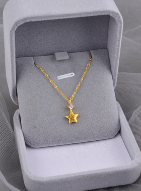 925纯银哑光mini星星项链高级轻奢小众气质大气锁骨链百搭ins刻字