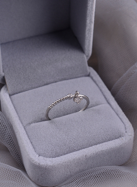 S925纯银幸运四叶草开口戒指