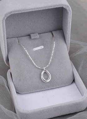 S925纯银轻奢小众不规则水滴项链2026年新款简约高级锁骨链潮刻字
