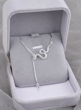 925纯银小灵蛇项链本命年蛇年高级感流苏锁骨链2025新款颈链刻字