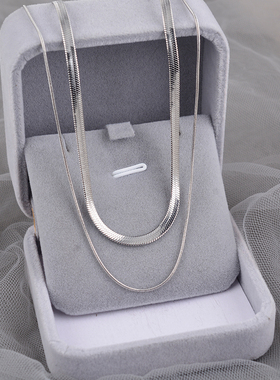 双层蛇骨链女925纯银轻奢小众项链锁骨链2026新爆款高级气质刻字