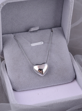 925纯银爱心项链高级轻奢锁骨链