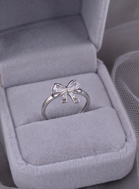 925纯银甜美蝴蝶结戒指女时尚