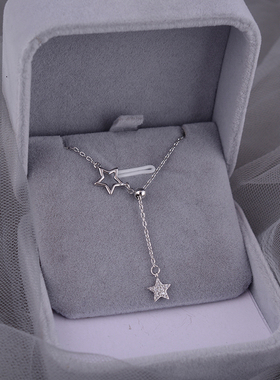 925纯银星星项链女抽拉高级轻奢