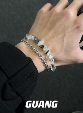 双层黑白雪花玉石手链