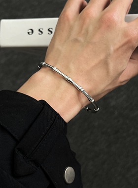 不掉色竹节男士手镯手链简约百搭