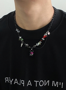 暗黑风幽灵串珠项链小众高级感