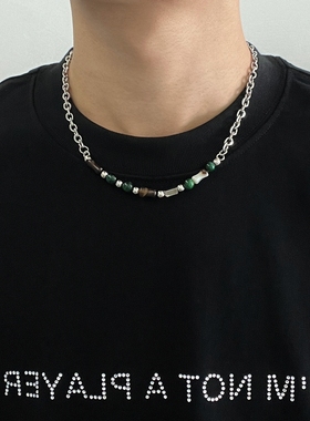 新中式拼色串珠项链复古嘻哈