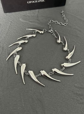 几何银刺异不规则金属项链