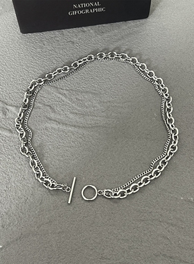 欧美风朋克双层链条OT扣项链男女