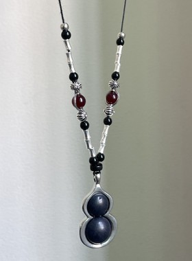 新中式黑色葫芦长款项链