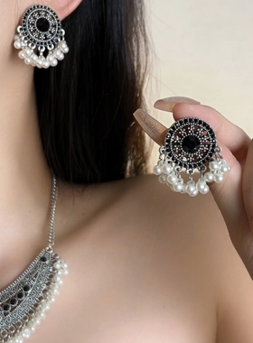 新中式复古民族风耳环2024锁骨链