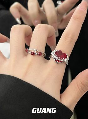 红宝石戒指女高级感ins百搭