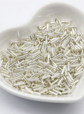 玻璃管珠2*6mm灌银diy玉簪花材料