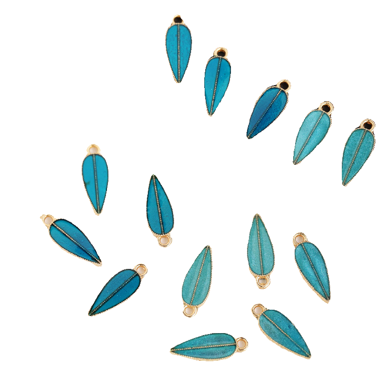 10个价6*15mm保色合金滴油仿烧蓝双面树叶小吊坠diy古风发簪材料,淘宝优惠券,粉丝福利购,淘宝优惠卷