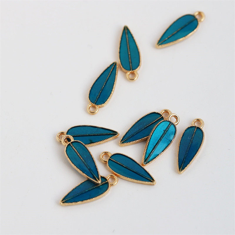 10个价6*15mm保色合金滴油仿烧蓝双面树叶小吊坠diy古风发簪材料,淘宝优惠券,粉丝福利购,淘宝优惠卷
