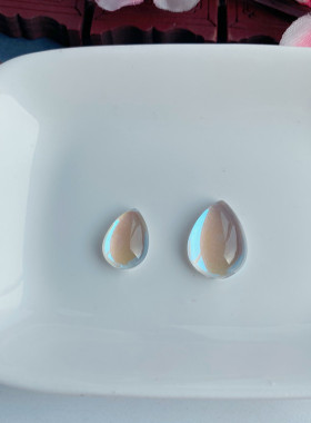 古风幻彩琉璃圆形水滴步摇戒面