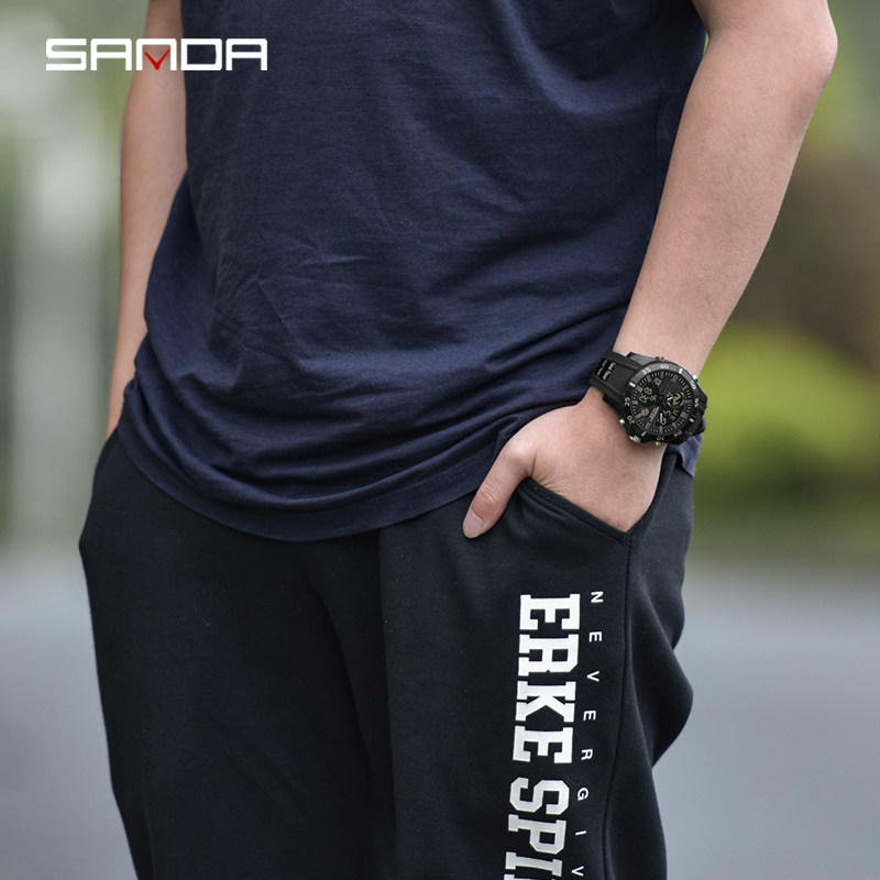 双显户外游泳电子男款高中生石英表 卡之蓝手表国产腕表