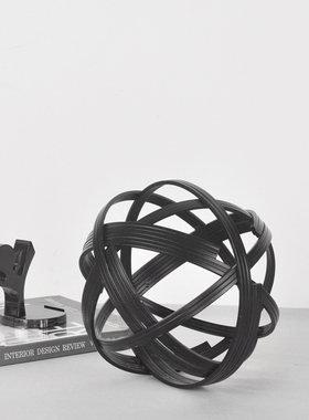 北欧现代几何球形摆件简单奢极书桌前台酒店工程金属软装饰品摆设