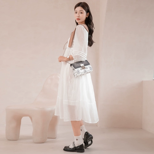 高级感包包女2023新款帆布印花小方包质感小众百搭链条单肩斜挎包