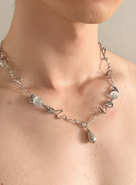 E5 STUDIO/E5集原创人造合金线条水滴吊坠项链个性搭配配饰情侣