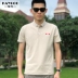 POLO áo sơ mi nam T-shirt ve áo jacquard xu hướng thời trang SUPER thêu chữ rắn màu kinh doanh bình thường chất lượng quần áo nam - Polo