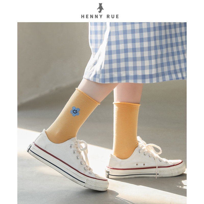 预售15天henny rue笑脸ins中筒袜 hennyrue短袜/打底袜/丝袜/美腿袜