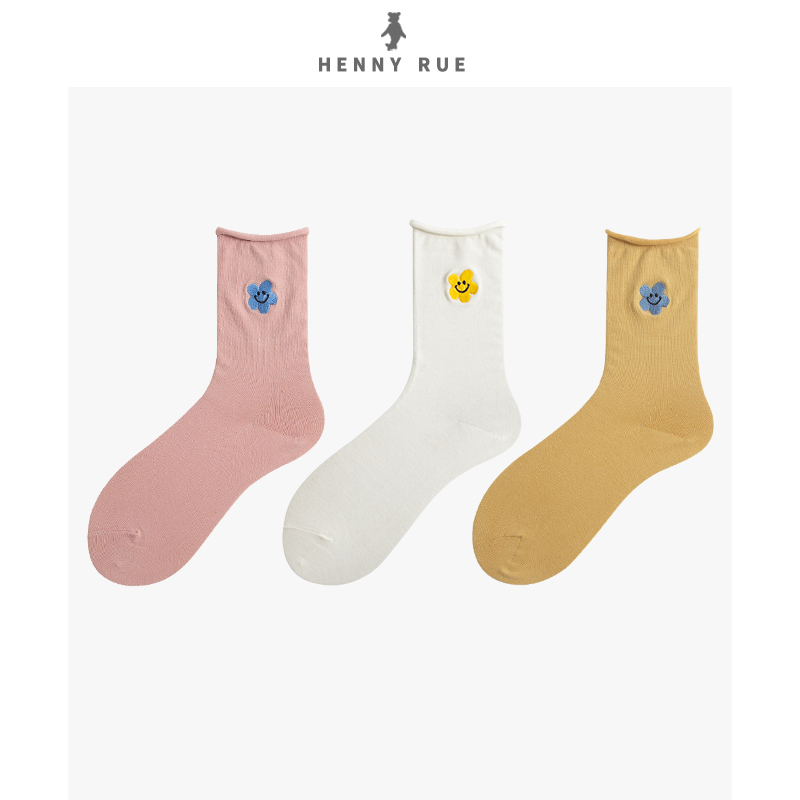 预售15天henny rue笑脸ins中筒袜 hennyrue短袜/打底袜/丝袜/美腿袜