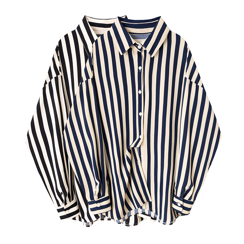 条纹衬衫女港味气质2020年打底衫 帕奴丝衬衫