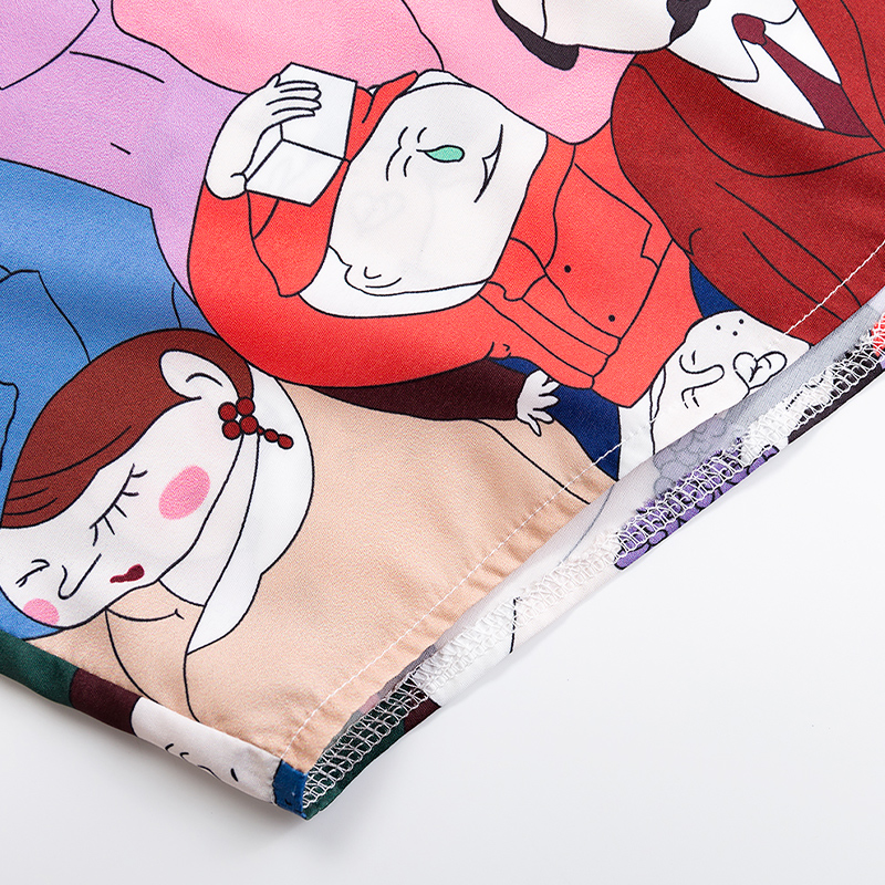 抽象卡通人物印花短袖夏季新款衬衫 帕奴丝衬衫