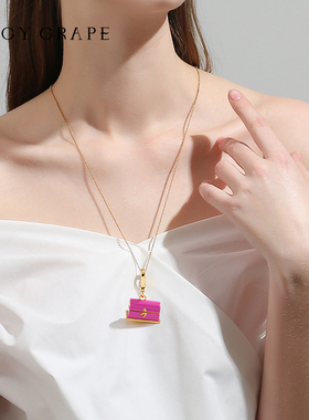 可打开珐琅信箱信件吊坠项链