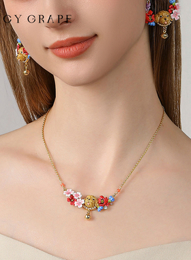 小众设计师萌宠泰迪狗花园项链