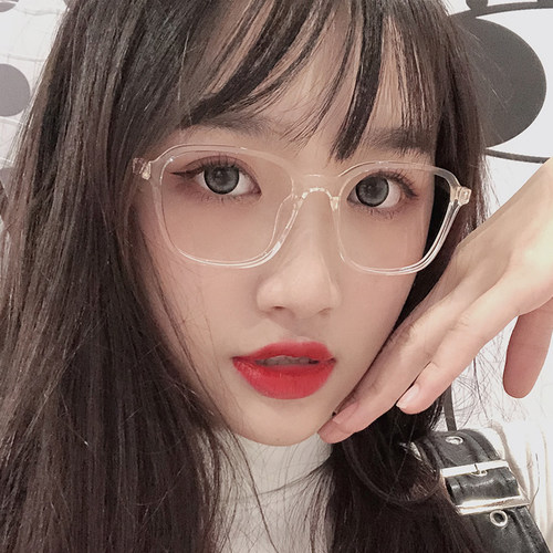 透明眼镜框女眼镜防辐射防蓝光近视眼镜有度数网红素颜韩版潮圆框 - 图2