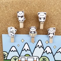 5 Cartoon Panda Wood Clips Pictured Nails Small Nets Red Book Ins Unhurt Photo Messages Felt Soft Wooden Boards Press Nails