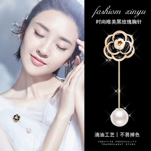 Черная брошь, аксессуар, куртка, булавка, кардиган, в стиле Шанель