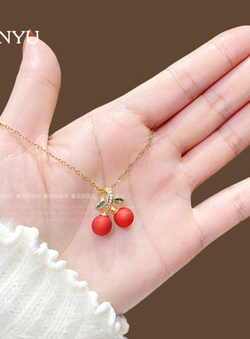 可爱创意幸运红色樱桃项链
