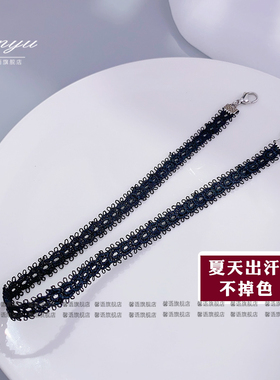 简约黑色蕾丝独特小众项链