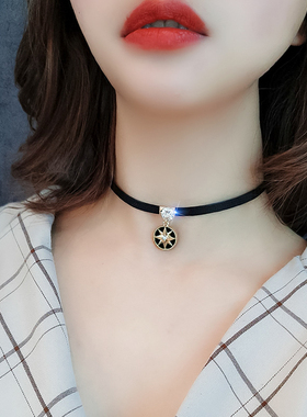 choker罗盘项链女个性短款锁骨链