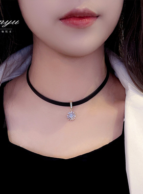 锆石项链女短款锁骨链简约气质