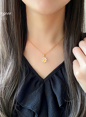 夏日清新小雏菊项链女短款锁骨链