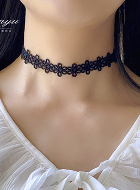 不掉色蕾丝花朵项链女精致高品质