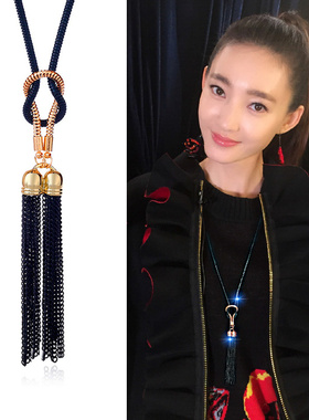 性小众设计撞色项链长款毛衣链