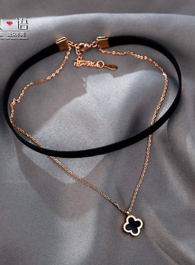 项链日系ins冷淡风双层脖子饰品