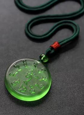 原创设计绿度母心咒吊坠绿度母种子字项链挂件