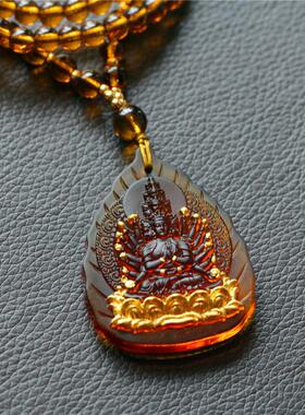 工厂鎏金琉璃佛像吊坠十二生肖八大守护神项链本命佛挂件