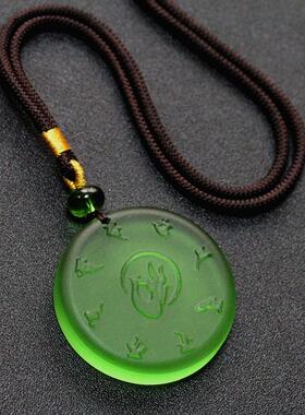 仏系项链挂件心咒琉璃孔雀明王咒吊坠佛家结缘普萨吊坠项链40mm