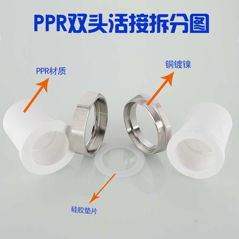 家装用PPR双头活接铜塑活接头20 25 32 40 50 63 75水管活结配件 - 图2